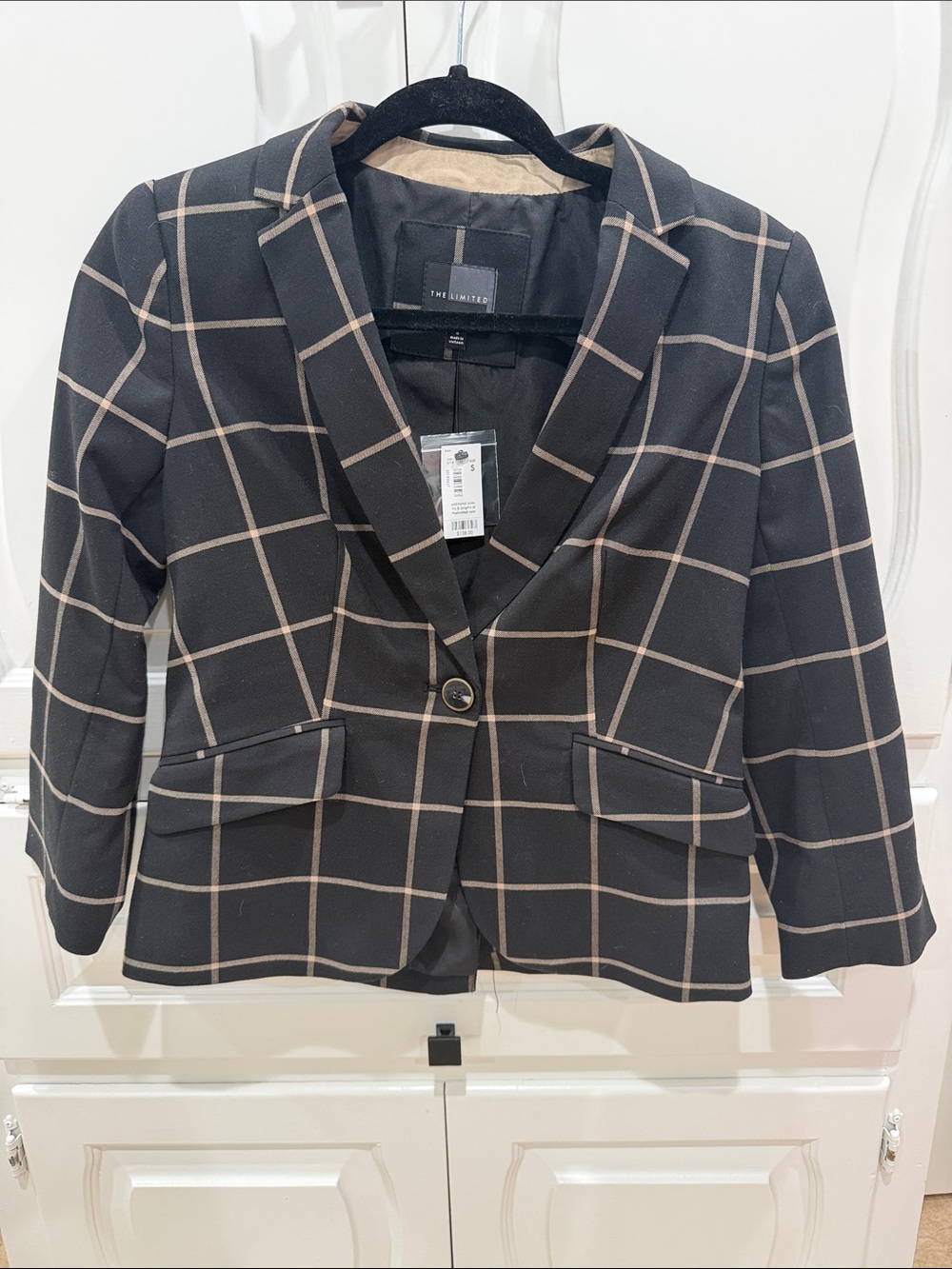 The Limited Black Blazer with Cream Windowpane